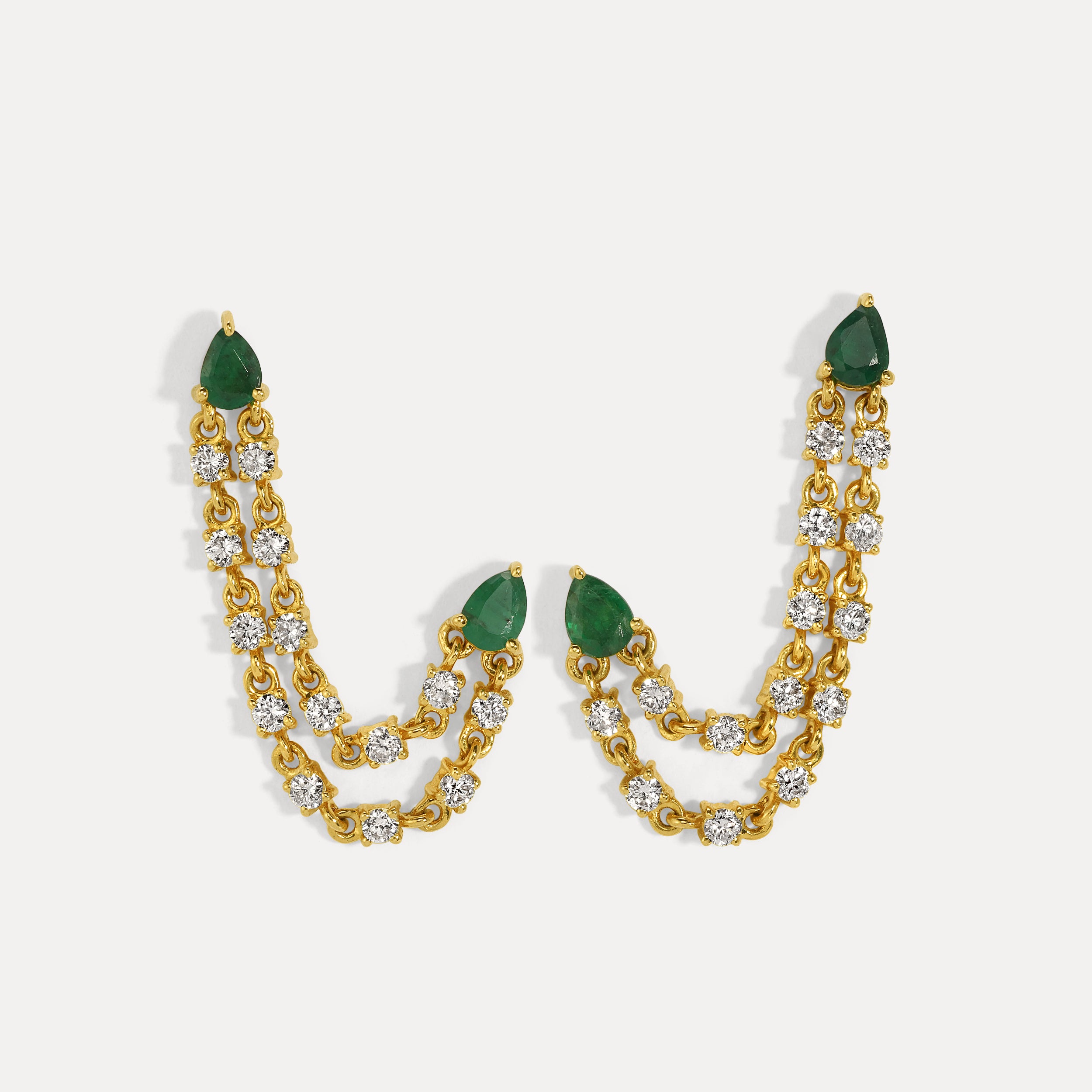 Kelly Pear-Shaped Waterfall Double Studs Emerald