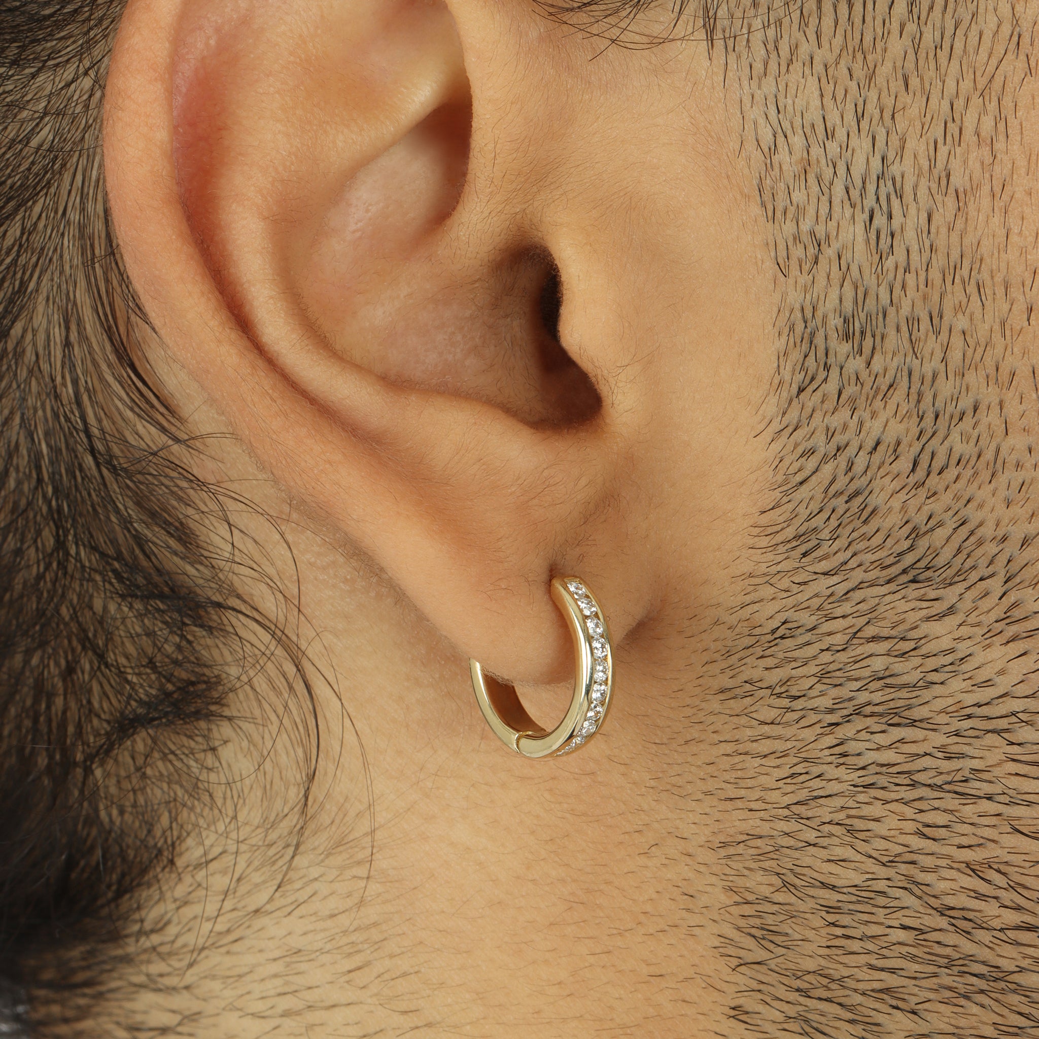 9ct Yellow Gold 0.25ct Diamond Set Hoop Earrings - 11.5mm