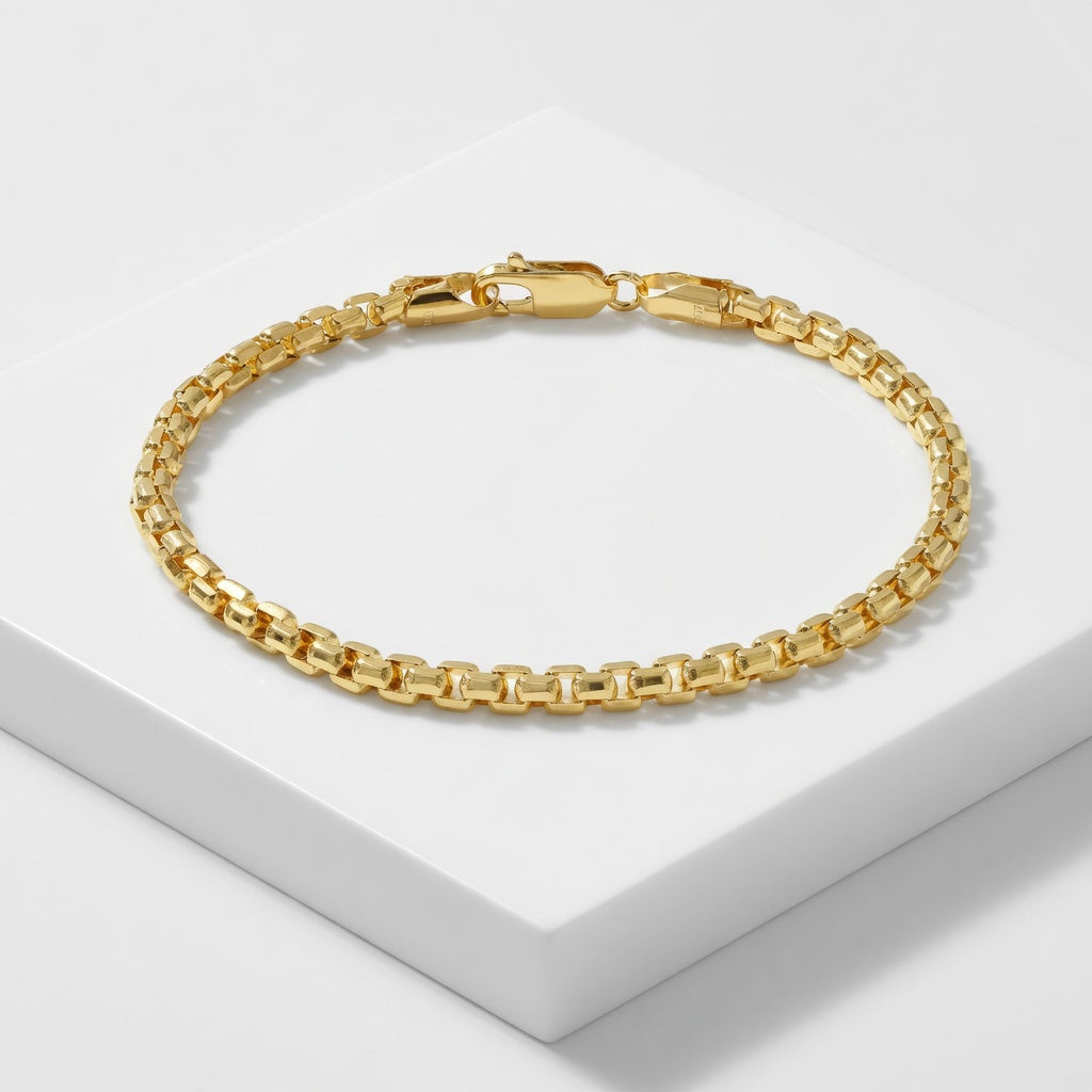 14K Multi-Faceted Box Bracelet (Solid Gold)