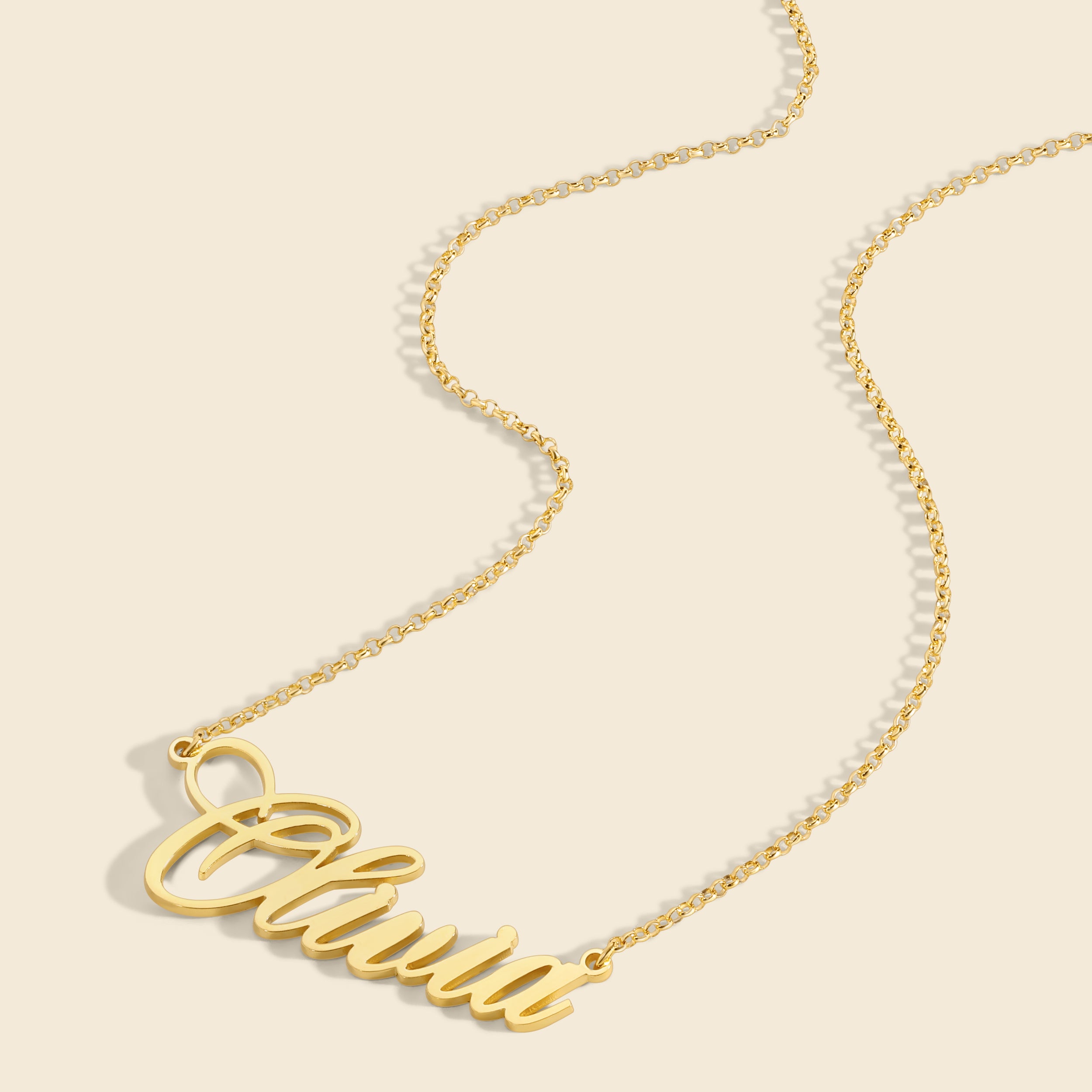 Custom Solid Gold Nameplate Necklace