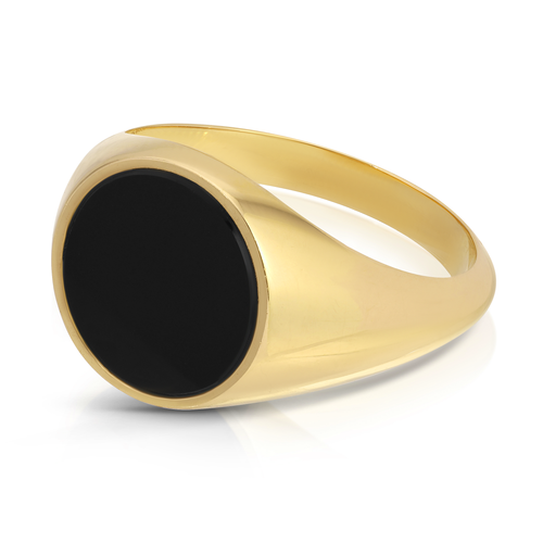 Round Signet Ring with Black Onyx