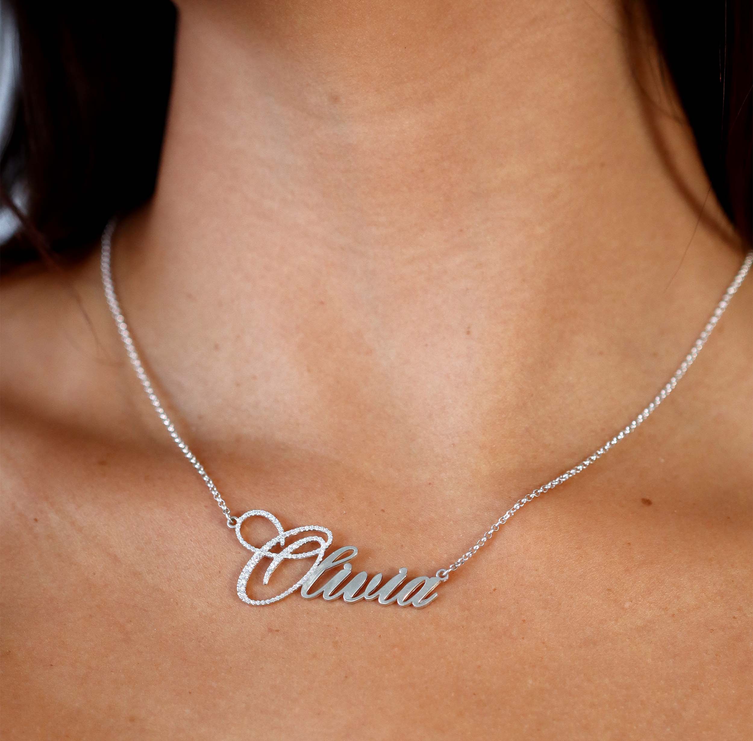 Single Letter Pave Name Plate - Saints Gold Co.