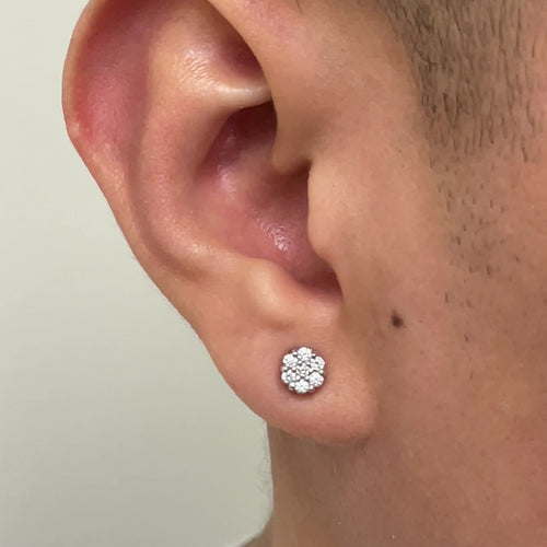 Mens Natural VS Diamond Flower Stud Earring