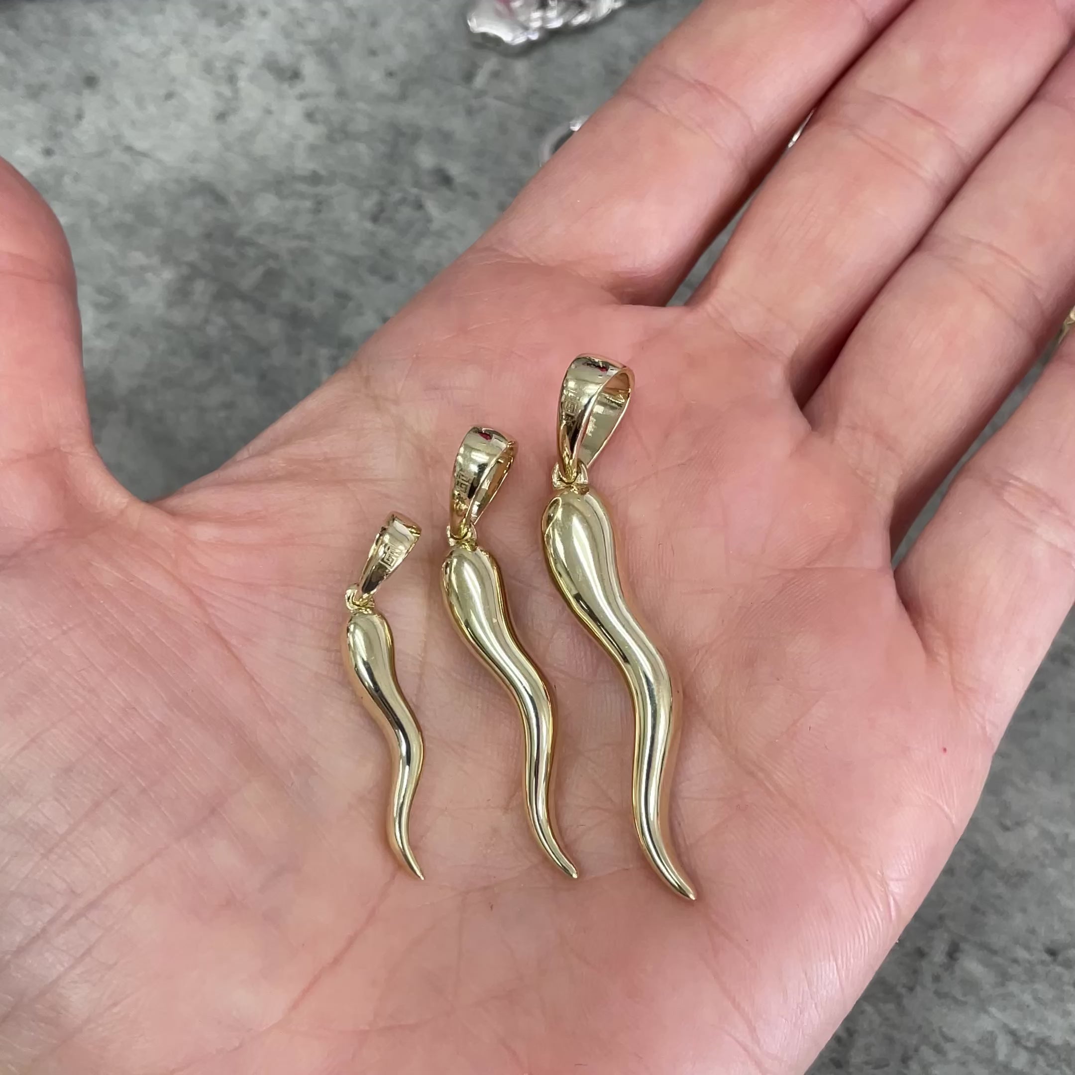 Solid Gold Italian Horn Pendant