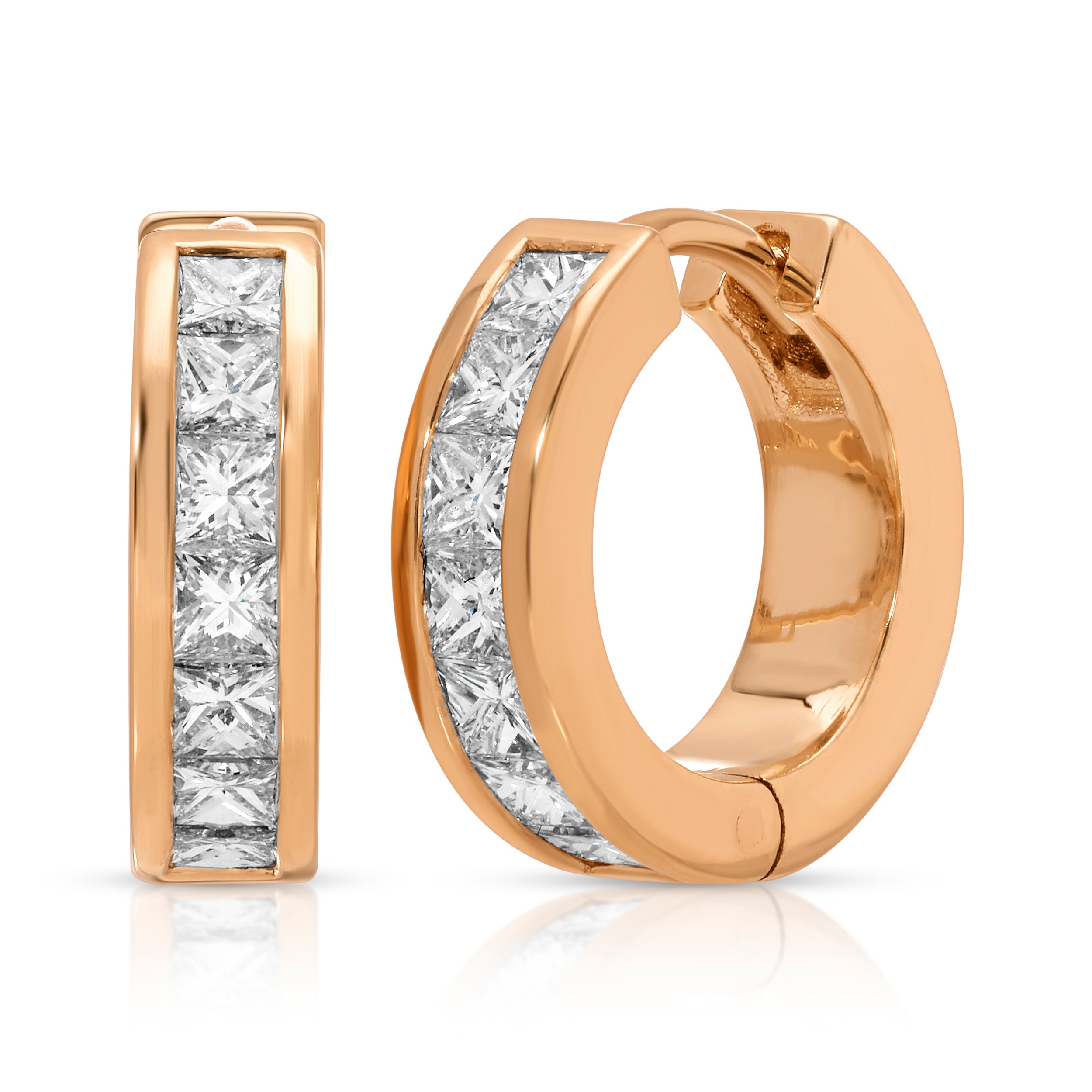 Mens Natural Princess-Cut Diamond Hoops - Saints Gold Co.