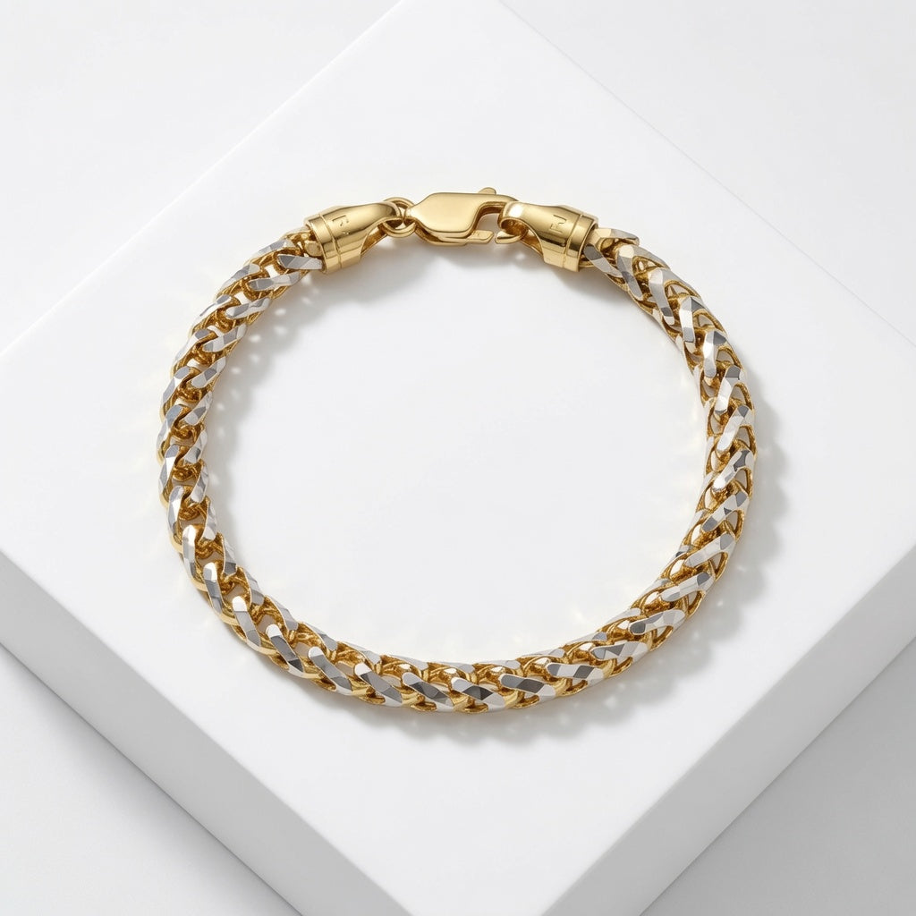 14K Saint Franco Bracelet Two-Tone (Prism Cut)