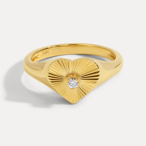 Deep Love Solitaire Diamond Heart Shaped Ring