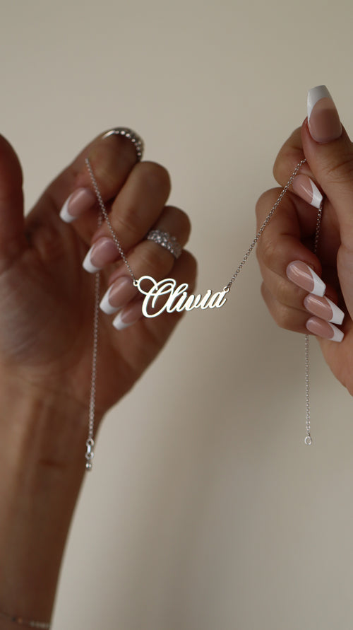 Solid Gold Name Plate Necklace (Personalized)