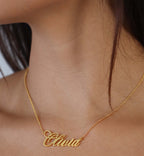 Solid Gold Name Plate Necklace (Personalized)