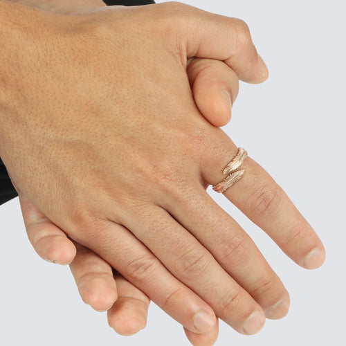 Mens Solid Gold Feather Ring Any Karat