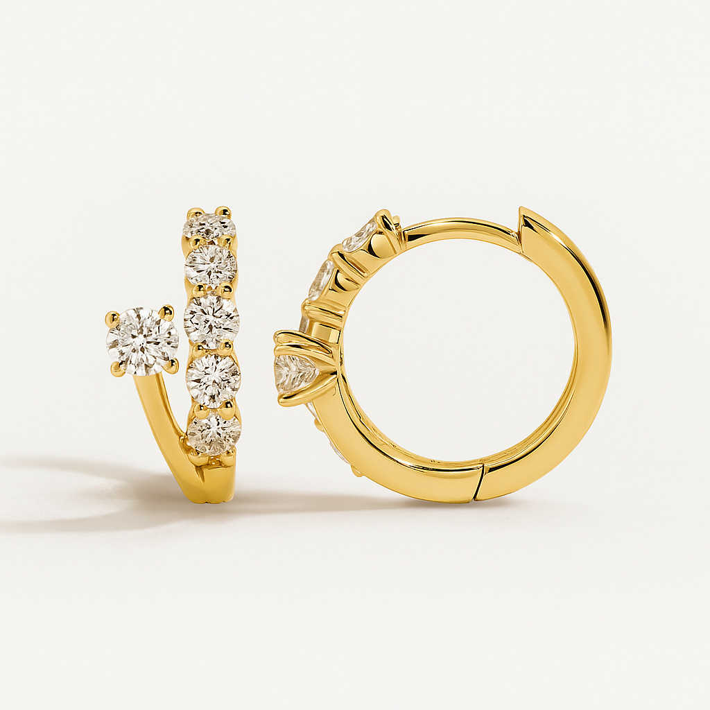 Sparkler Natural Diamond Hoops Solid Gold