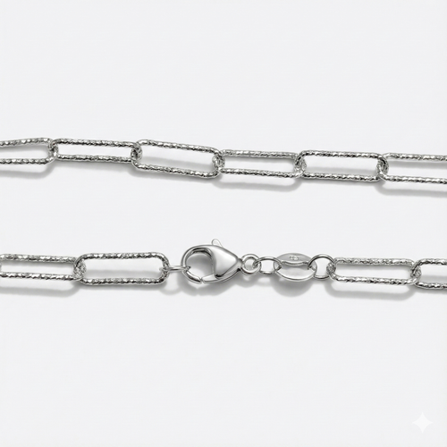 3.5MM Textured 18K Diamond Cut Paperclip Chain