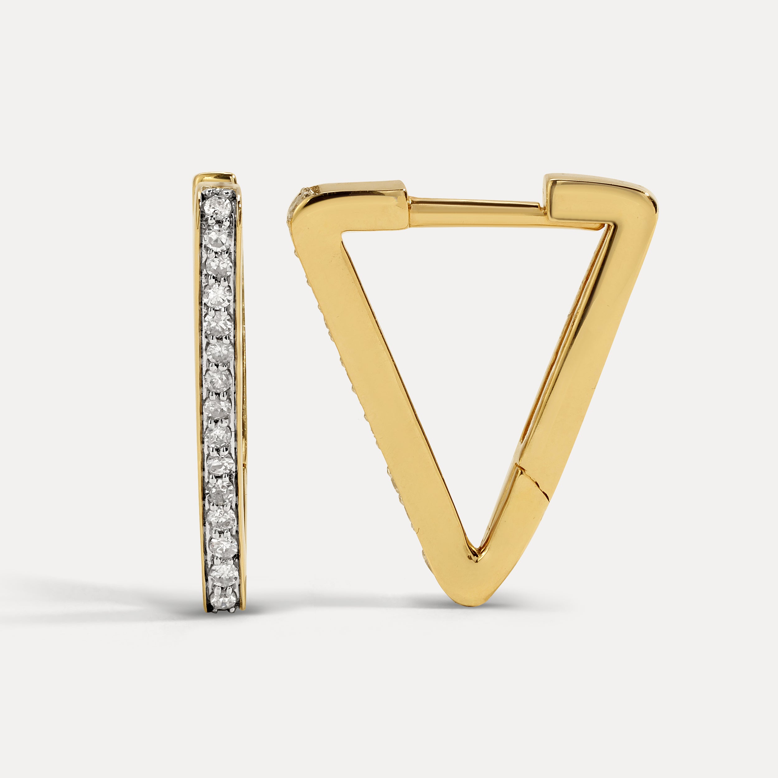 Triangle Huggies Natural Diamonds Solid Gold