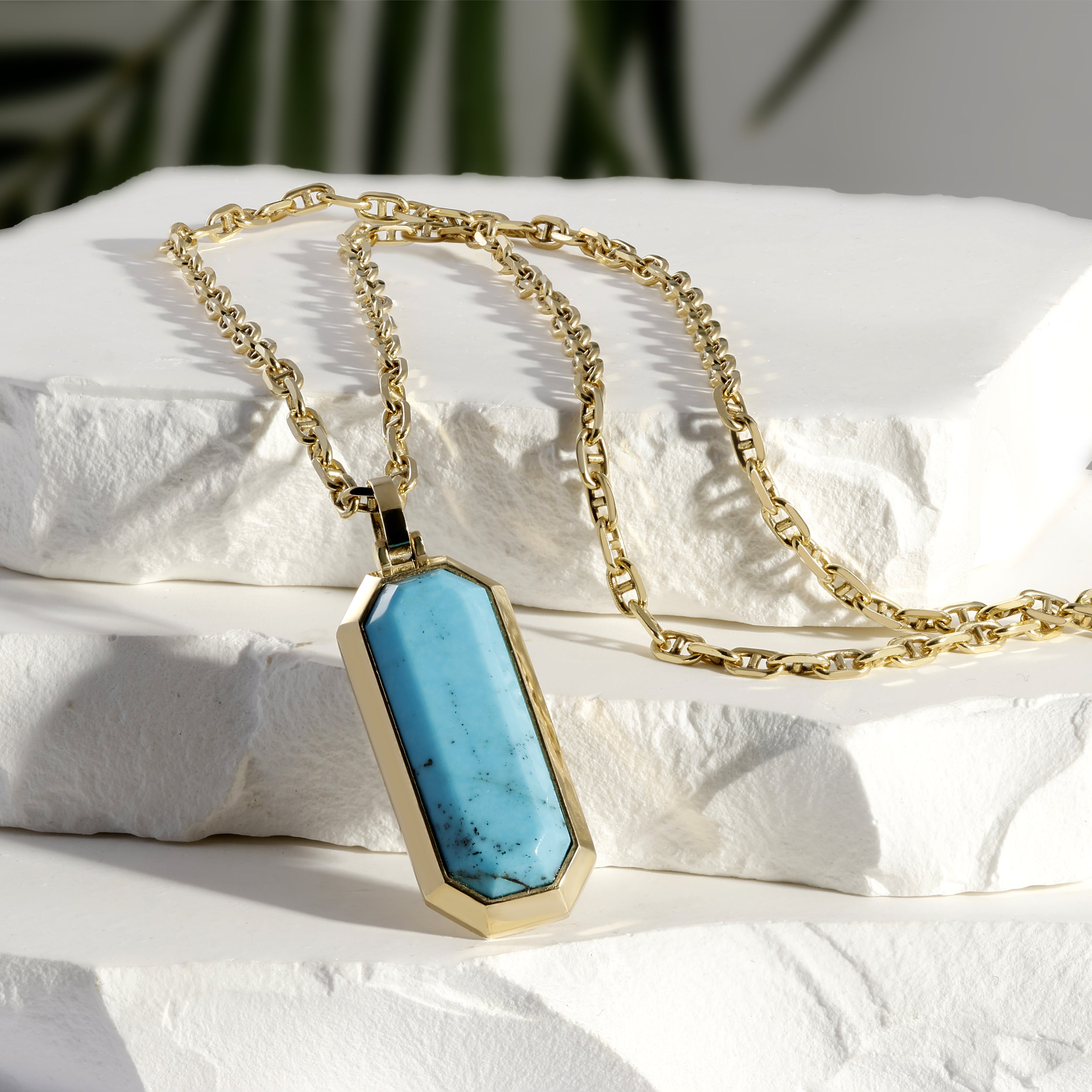 Turquoise Natural Stone Pendant - Saints Gold Co.