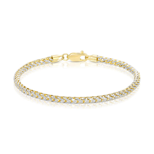 saint franco two tone solid gold prism cut bracelet 2.5mm 14k diamond cut