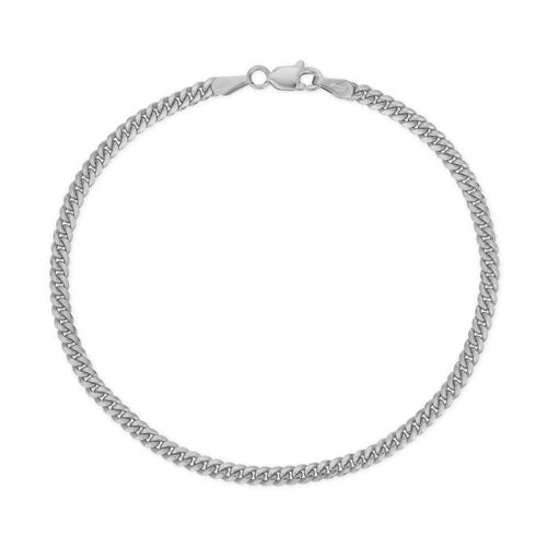 skinny white gold cuban link chain bracelet dainty solid gold beautiful 2.7mm thick with lobster clasp for extra secure closure end caps stamped 14k or 18k with jump ring