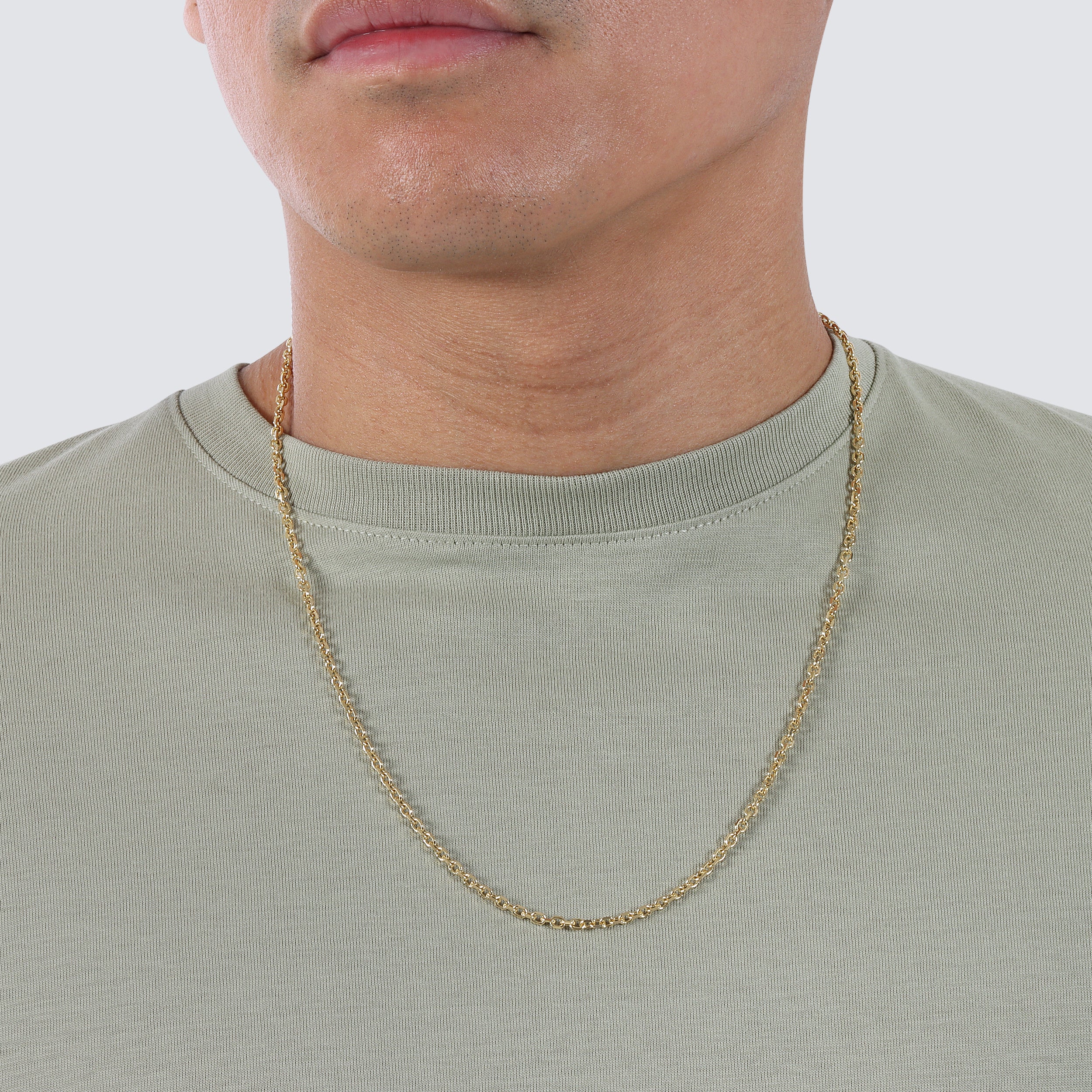 14K Yellow Gold 10mm Handcrafted Rolo Chain Necklace 40 Inches | Sarraf.com