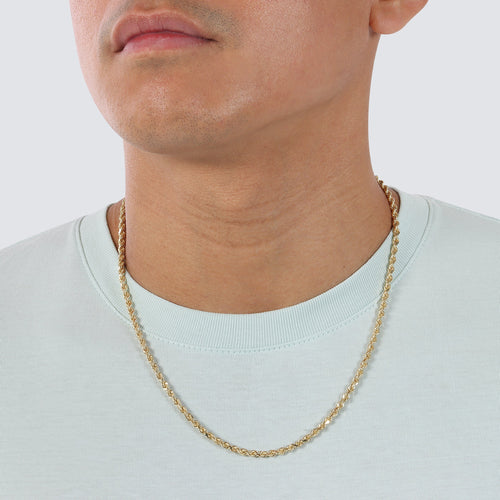 3.5mm rope chain yellow gold solid gold made in italy 14k
