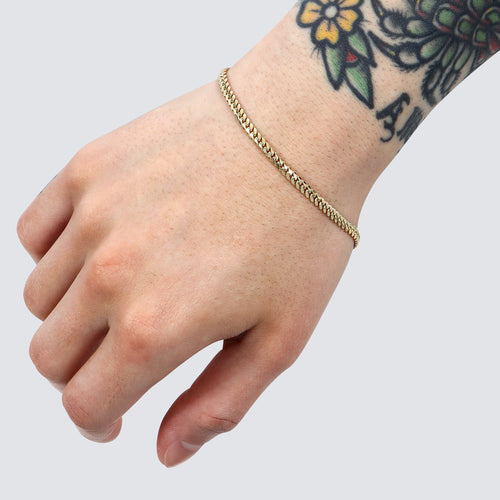 3.5mm cuban bracelet in yellow gold 14k, made in italy.