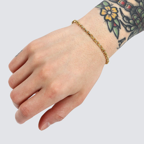 3mm power link bracelet in yellow gold 14k