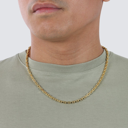4mm power link chain in yellow gold, 14k and 18k