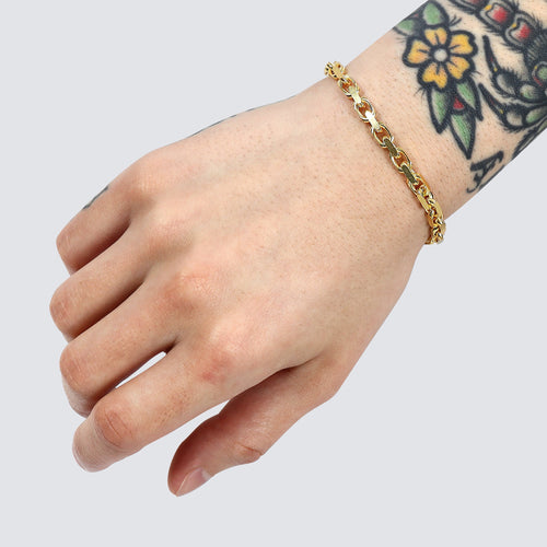 5mm power link in yellow gold 14k bracelet