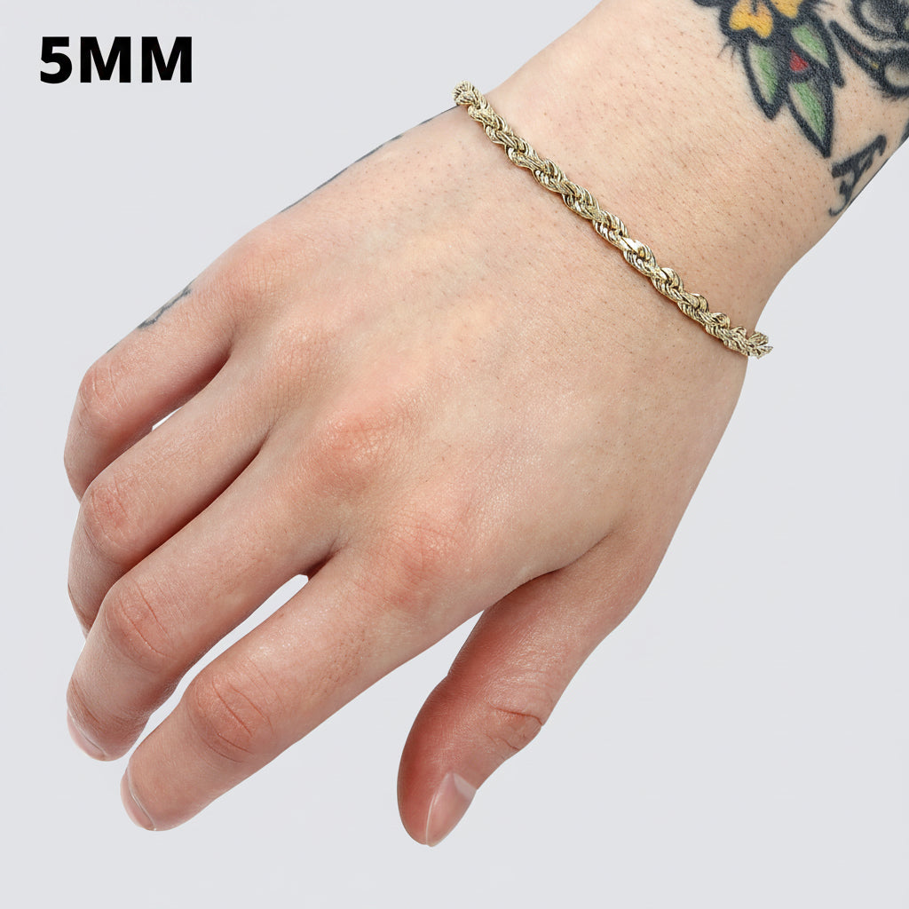 5mm rope bracelet solid gold yellow gold