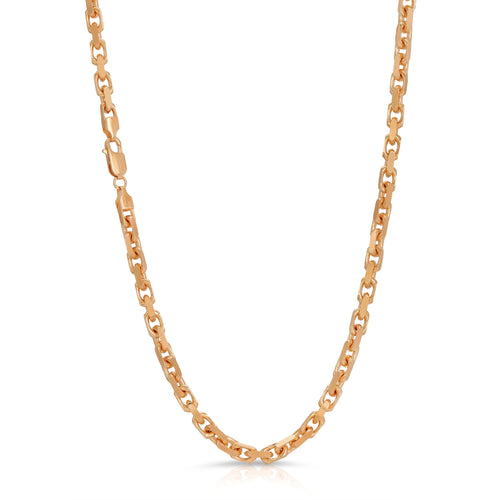 power link rose gold hermes style large square links boxy edgy solid gold jewerly hanging white background detailed