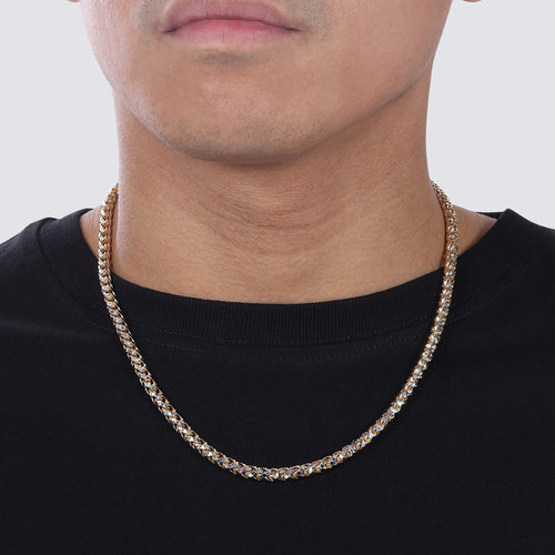 saint franco st st. prism cut cuba know loco made in italy 5mm gold chain chains two tone rhodium plating