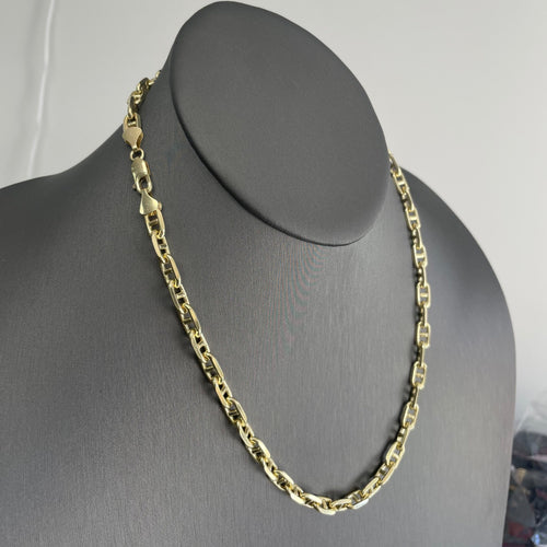 6.2mm anchor chain diamond cut yellow gold made in italy 