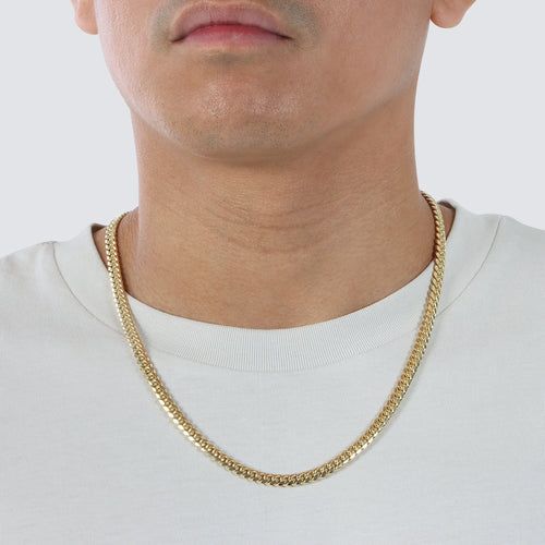 6mm miami cuban link chain made in italy 14k 18k solid gold jewely mens chain chains box lock