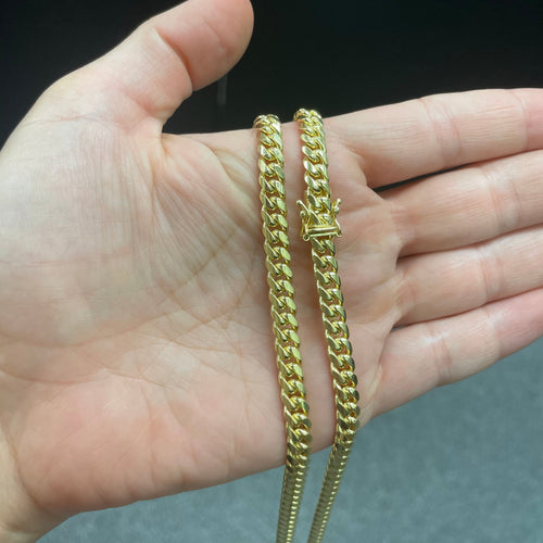 6mm miami cuban link chain made in italy 14k 18k solid gold jewely mens chain chains box lock