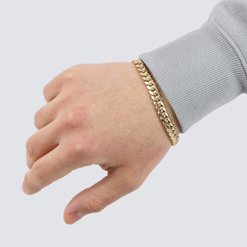 8mm miami cuban italy made in bracelet solid gold 14 karat 18k 18 mens bracelet bracelets jewelry box lock online