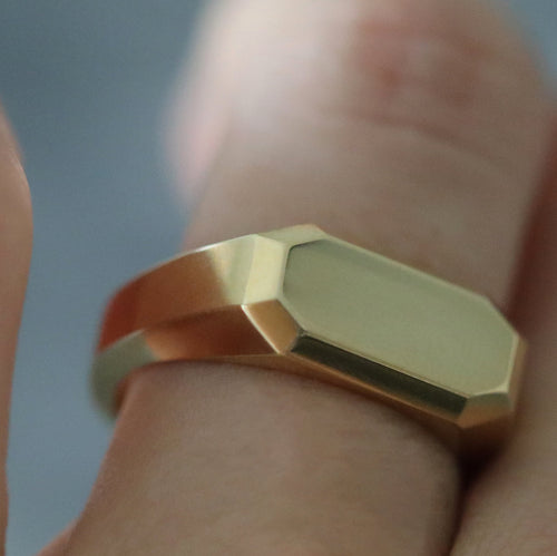 Prism Signet Flat Ring (Solid Gold) - Saints Gold