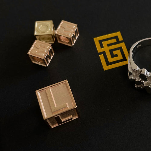 initial cube pendants solid gold rose gold white gold yellow gold 14k 14 karat medium size