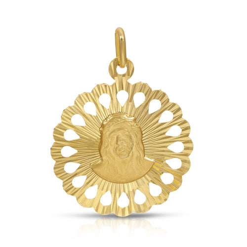 Two-Sided Jesus-Mary Pendant 14K Solid Yellow Gold - Saints Gold