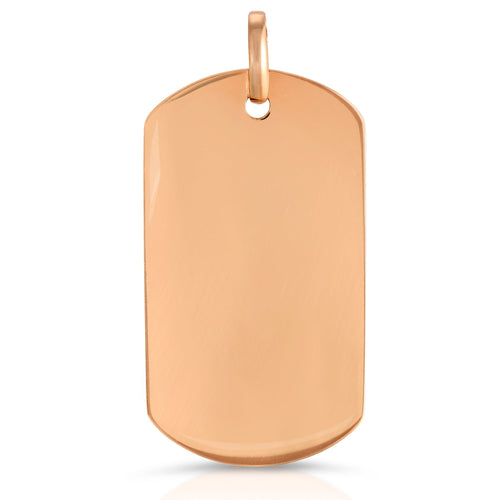 rose solid gold 14k dog tag pendant engraving 1.25 inch