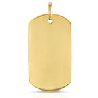 yellow solid gold 14k dog tag pendant engraving 1.25 inch