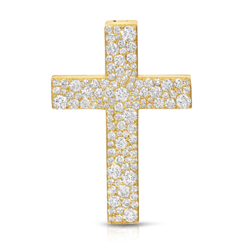 mosaic setting brilliant cross by saints gold, flooded with diamonds and made with 14k real and solid gold 