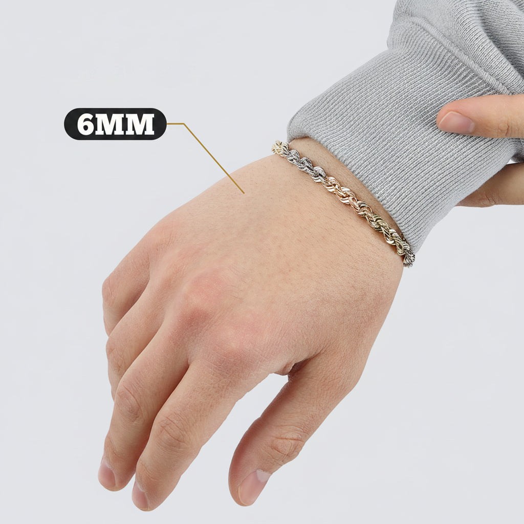 6mm tri color solid gold 14k 14 karat diamond cut rope chain rose gold yellow white best jewelry online